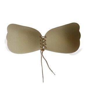 DG-74 Beige Self-Adhesive Strapless Backless Push Up Bra with Drawstring